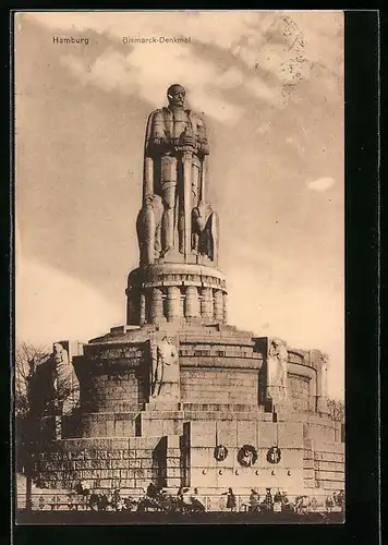AK Hamburg-St.Pauli, Bismarck-Denkmal