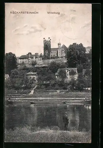 AK Neckarsteinach, Teilansicht mit Mittelburg