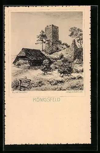 Künstler-AK Königsfeld, Ruine Waldau