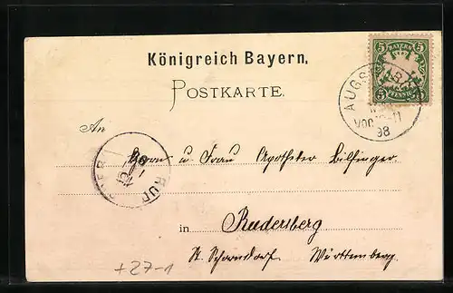 AK Augsburg, Das Hohe Haus u. das Lied - Stirb, Lieb u. Freud