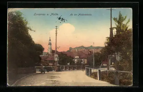 AK Lunzenau a. Mulde, Partie an der Muldenbrücke