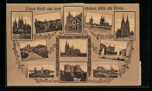 AK Köln a. Rh., Elf Ansichten aus der Stadt