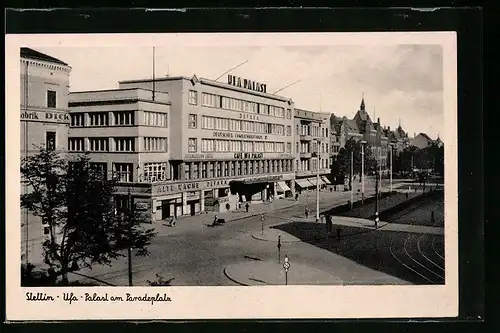 AK Stettin, Ufa-Kino am Paradeplatz