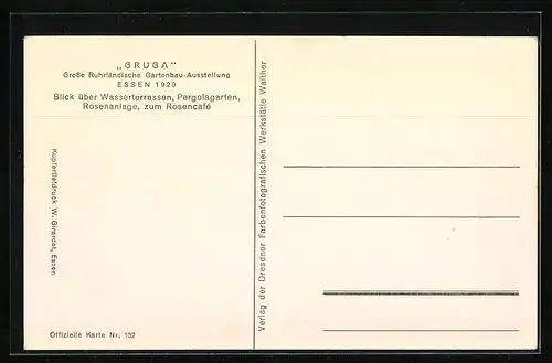 AK Essen, Grosse Ruhrländische Gartenbau-Ausstellung Gruga 1929, Wasserterrassen und Rosenanlage