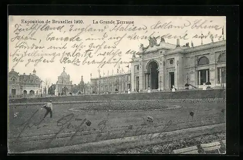 AK Bruxelles, Exposition 1910, La Grande Terrasse