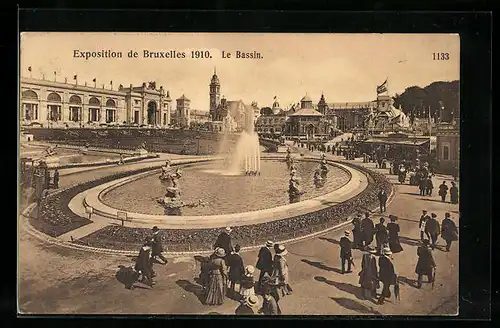 AK Bruxelles, Exposition 1910, le Bassin