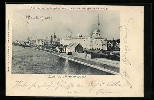 AK Düsseldorf, Ausstellung 1902, Blick von der Rheinbrücke