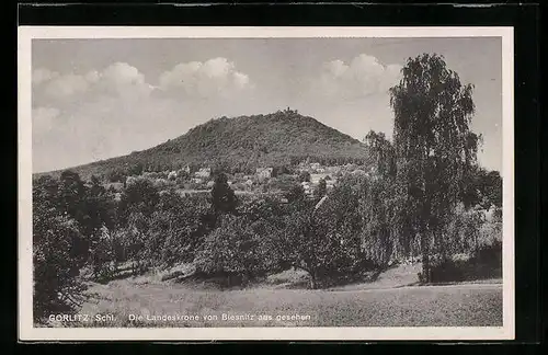 AK Görlitz /Schl., Die Landeskrone von Biesnitz aus gesehen