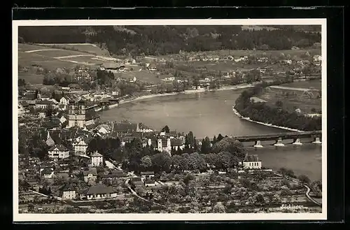 AK Säckingen, Blick auf den Ort mit Flusslauf