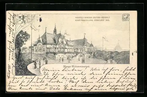 AK Düsseldorf, Industrie-, Gewerbe-, Deutsch- Nationale Kunstausstellung 1902, Haupt-Weinrestaurant