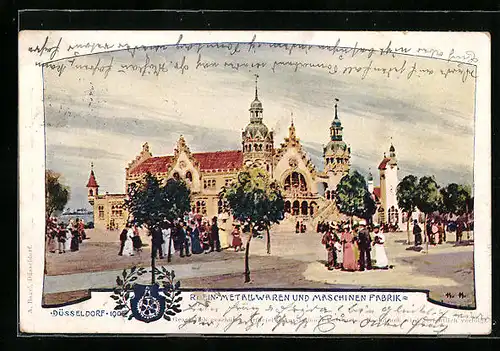 Künstler-AK Düsseldorf, Industrie-, Gewerbe- und Kunstausstellung 1902, Rhein-Metallwaren- und Maschinen-Fabrik