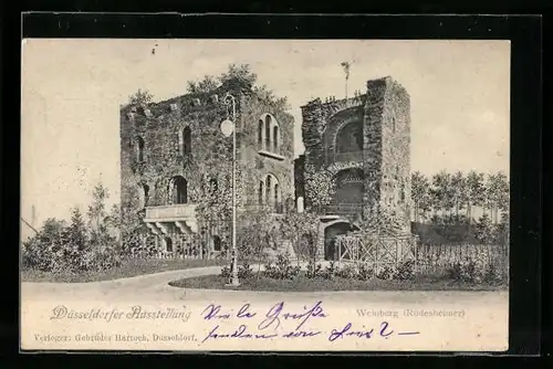 AK Düsseldorf, Ausstellung 1902, Weinburg Rüdesheimer