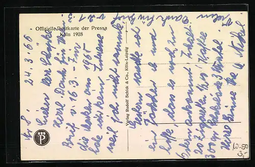 AK Köln, Offizielle Postkarte der Pressa 1928 - Messehof