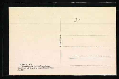 AK Köln, Ausstellung Pressa 1928, Rheinfront mit Pressa-Turm