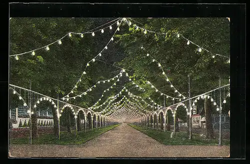 AK Dresden, Intern. Hygiene-Ausstellung 1911, Illumination der Herkulesallee