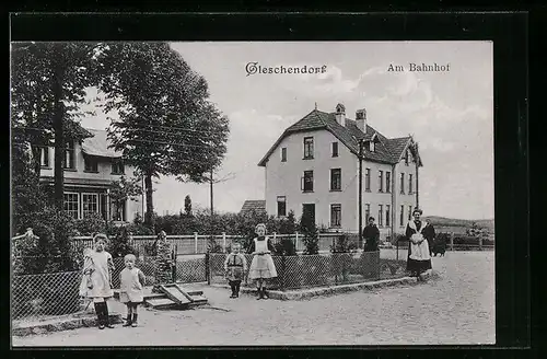 AK Gleschendorf, Partie am Bahnhof