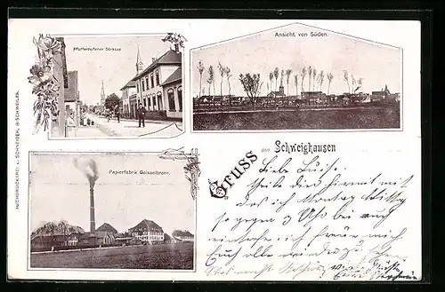 AK Schweighausen, Papierfabrik Geisselbronn u. Pfaffenhofener Strasse