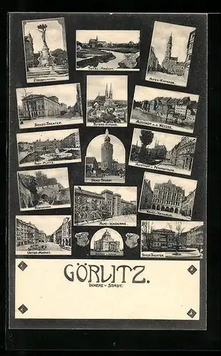 AK Görlitz, Stadt-Theater, Unter-Markt, Dicker Thurm