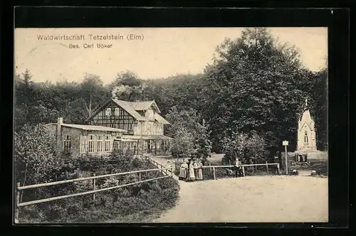 AK Tetzelstein /Elm, Blick auf die Waldwirtschaft, Bes. Carl Böker