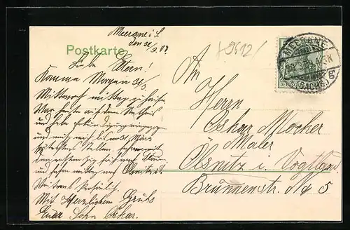 AK Meerane i. S., Partie am Kaiserlichen Postamt
