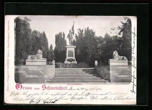 AK Schweinfurt, Blick auf das Kriegerdenkmal