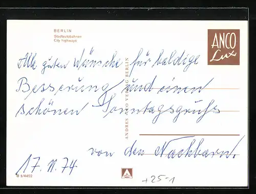 AK Berlin, Luftaufnahme der Stadtautobahn