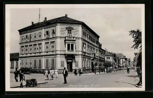 AK Zweibrücken, Franz-von-Epp-Strasse mit Hotel Deutsches Haus
