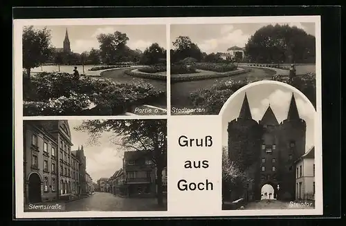 AK Goch, Steinstrasse, Steintor & Stadtgarten