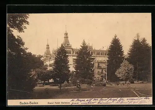 AK Baden-Baden, Blick auf das Grand Hotel Bellevue