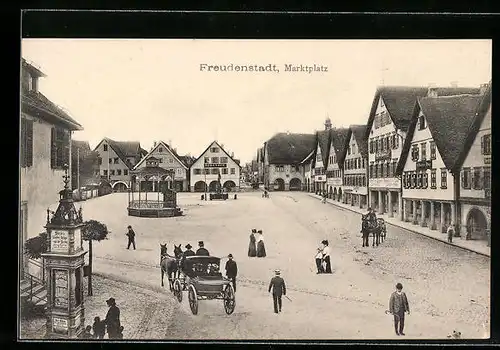 AK Freudenstadt, Partie am Marktplatz