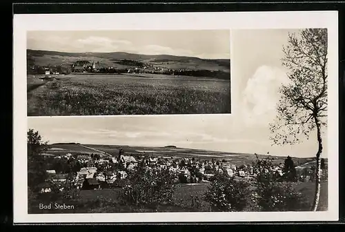 AK Bad Steben im Frankenwald, Ortsansicht mit Umland, Totalansicht