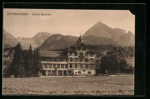 AK Unterwasser, Blick zum Hotel Sternen