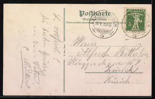 Künstler-AK Läufelfingen, Kurhaus Frohburg, Weitblick auf die Berge