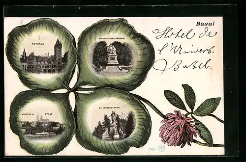 AK Zürich, Ansichten auf Glücksklee, Tonhalle, Landesmuseum, Theater