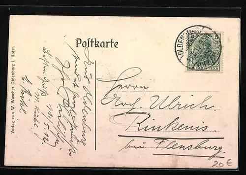 AK Oldenburg, Postamt in der Schuhstrasse, Pferdekutsche