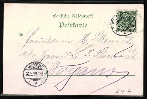 Lithographie Eutin, Voss-Haus, Gartenansicht, Ortsansicht