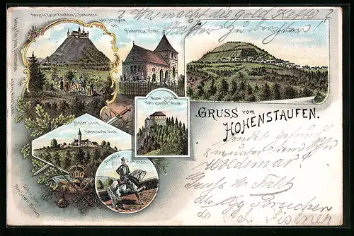 Lithographie Hohenstaufen, Ortsansicht, Friedrich I. Barbarossa, Kloster Lorch