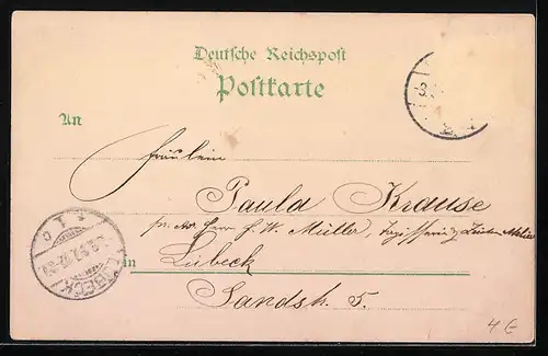 Lithographie Lübeck, Holstentor, Hofen