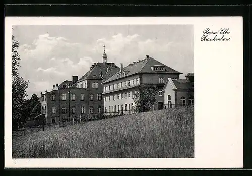 AK Riesa /Elbe, Krankenhaus bei Schönwetter