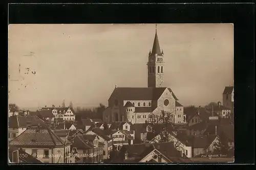 AK Romanshorn, Hafenstrasse mit Kirche
