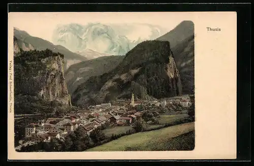 AK Thusis, Teilansicht mit Kirche
