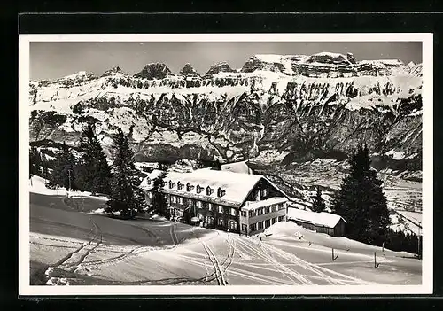 AK Flums, Kurhaus Schönhalden im Winter