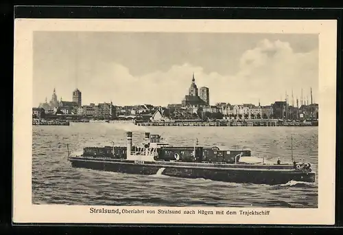 AK Stralsund, Überfahrt nach Rügen mit dem Trajektschiff