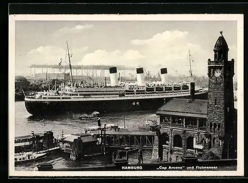 AK Hamburg, Passagierschiff Cap Arcona und Flutmesser