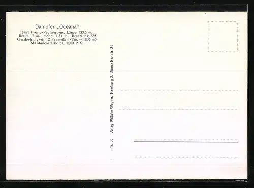 AK Dampfer Oceana der Hamburg-Amerika-Linie beim Auslaufen