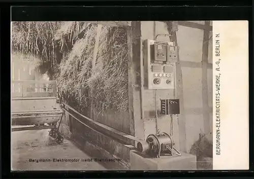 AK Berlin, Bergmann-Elektrizitätswerke A.-G., Bergmann-Elektromotor treibt Breitdrescher