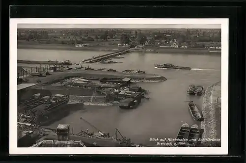 AK Breisach a. Rhein, Rheinhafen und Schiffbrücke