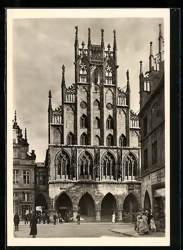 AK Münster, Strasseneck am Rathaus