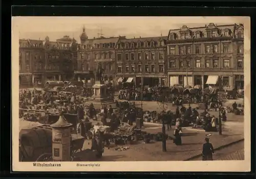 AK Wilhelmshaven, Bismarckplatz mit Passanten