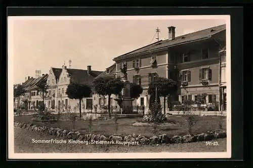 AK Kindberg, Denkmal auf dem Hauptplatz